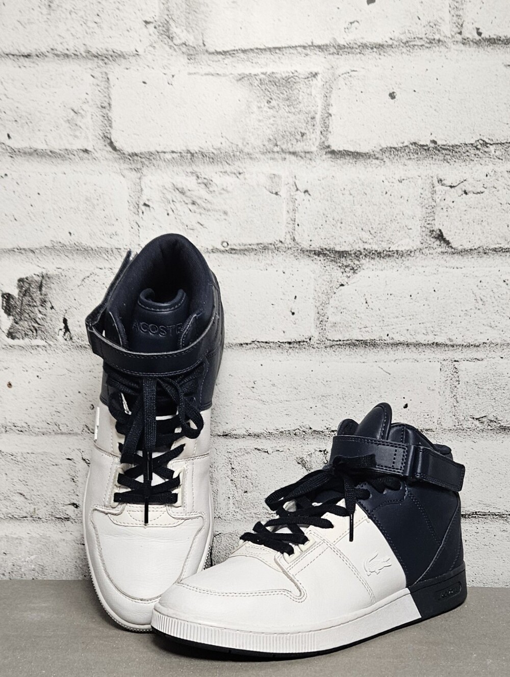 Lacoste Tramline Mid White Navy High Top Sneakers Men’s 10.5
